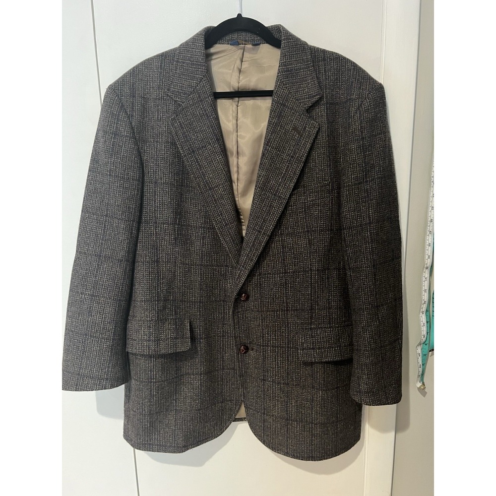 Vintage Pendleton‎ Blazer Men's 44L Wool Tweed Plaid USA Made Gray Blue Brown